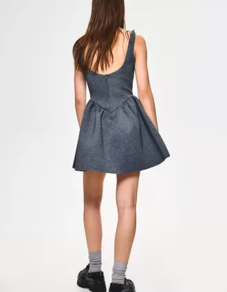 BERSHKA SERIES rochie cu fusta voluminoasa cu efect de neopren
