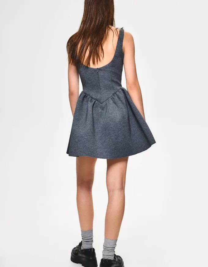 BERSHKA SERIES rochie cu fusta voluminoasa cu efect de neopren BERSHKA SERIES rochie cu fusta voluminoasa cu efect de neopren