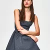 BERSHKA SERIES rochie cu fusta voluminoasa cu efect de neopren BERSHKA SERIES rochie cu fusta voluminoasa cu efect de neopren