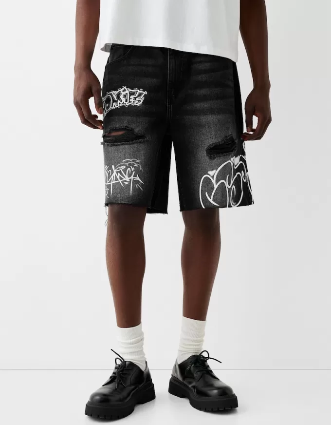 Bermude din denim imprimate Bermude din denim imprimate