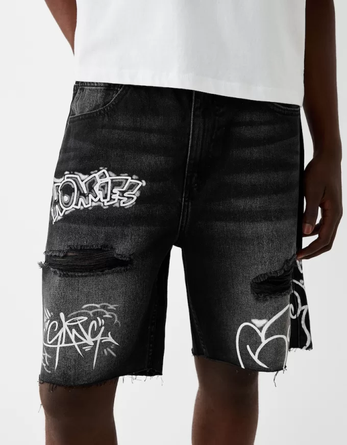 Bermude din denim imprimate Bermude din denim imprimate