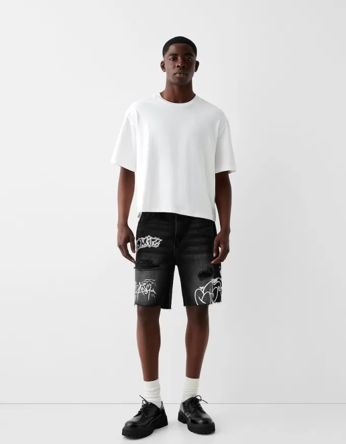 Bermude din denim imprimate Bermude din denim imprimate