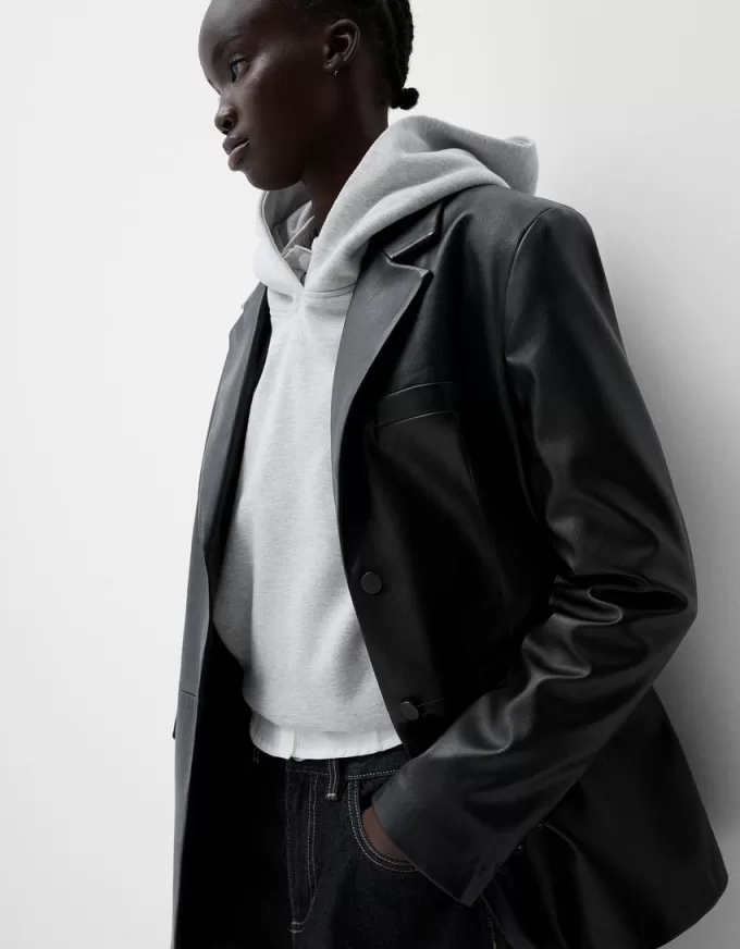 Blazer din imitatie de piele Blazer din imitatie de piele