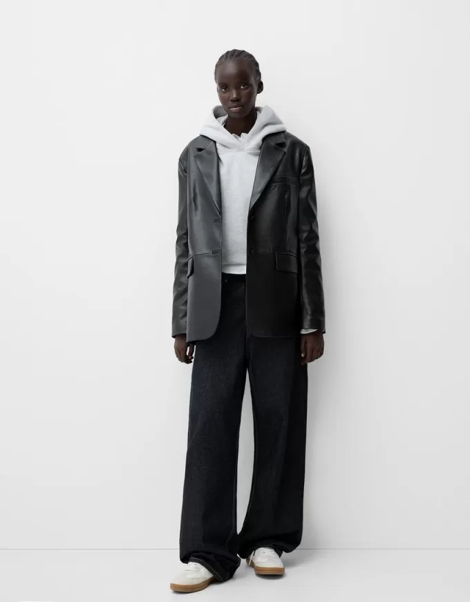Blazer din imitatie de piele Blazer din imitatie de piele