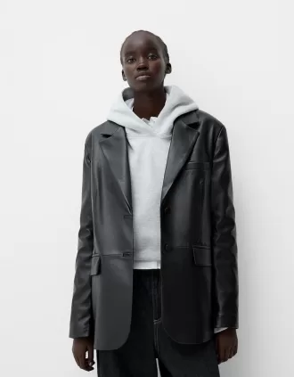 Blazer din imitatie de piele