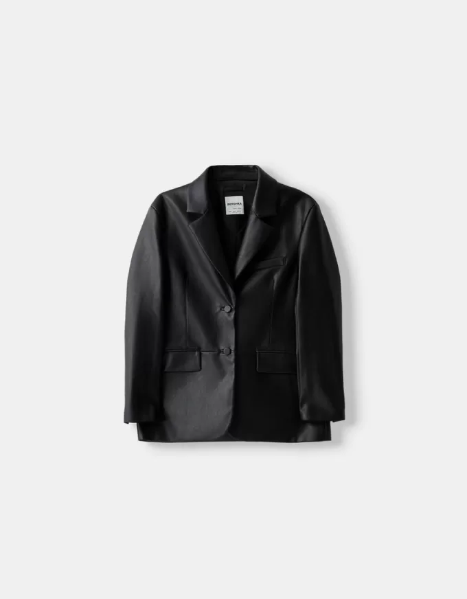 Blazer din imitatie de piele Blazer din imitatie de piele