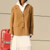 Blazer din piele intoarsa artificiala