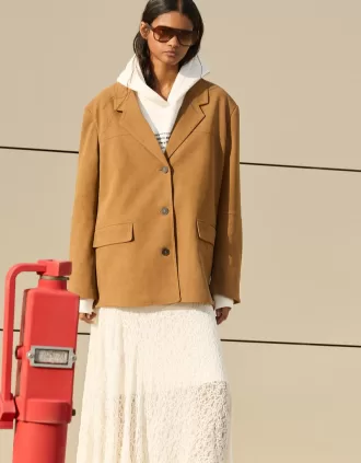 Blazer din piele intoarsa artificiala