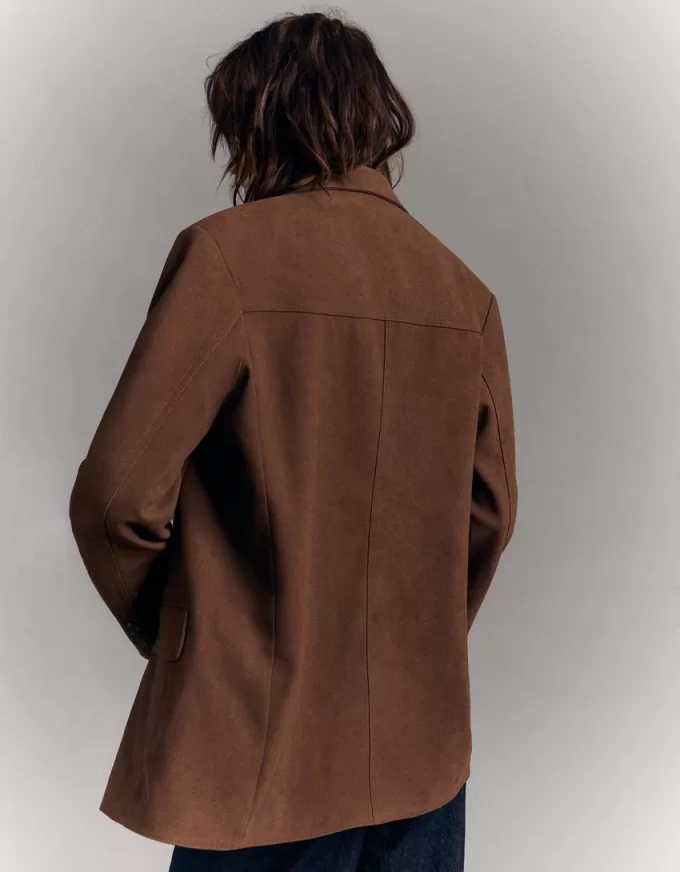 Blazer din piele intoarsa artificiala