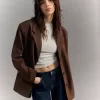 Blazer din piele intoarsa artificiala