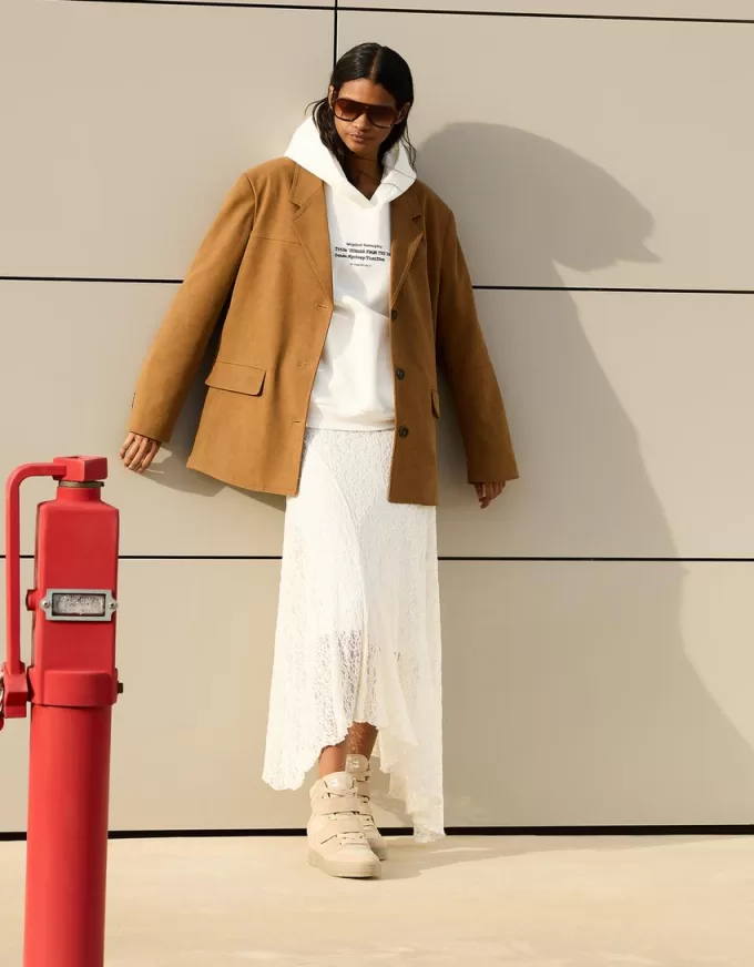 Blazer din piele intoarsa artificiala