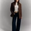 Blazer din piele intoarsa artificiala