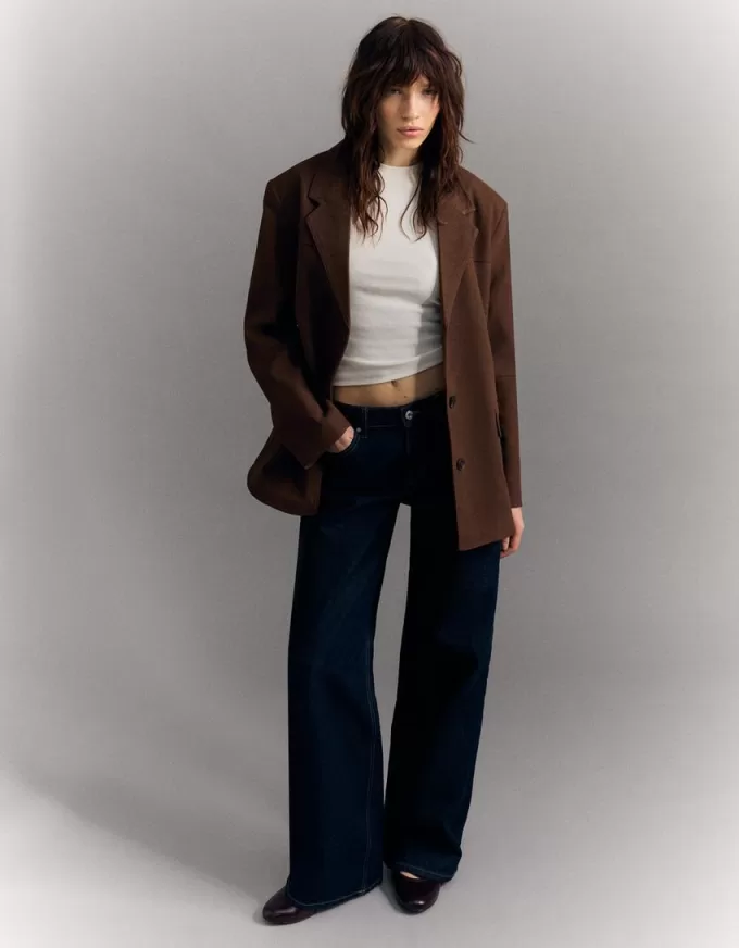 Blazer din piele intoarsa artificiala