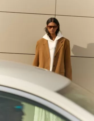 Blazer din piele intoarsa artificiala