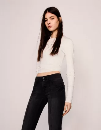 Blugi bootcut cu talie joasă