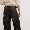 Blugi cargo cu buzunare multiple Blugi cargo cu buzunare multiple