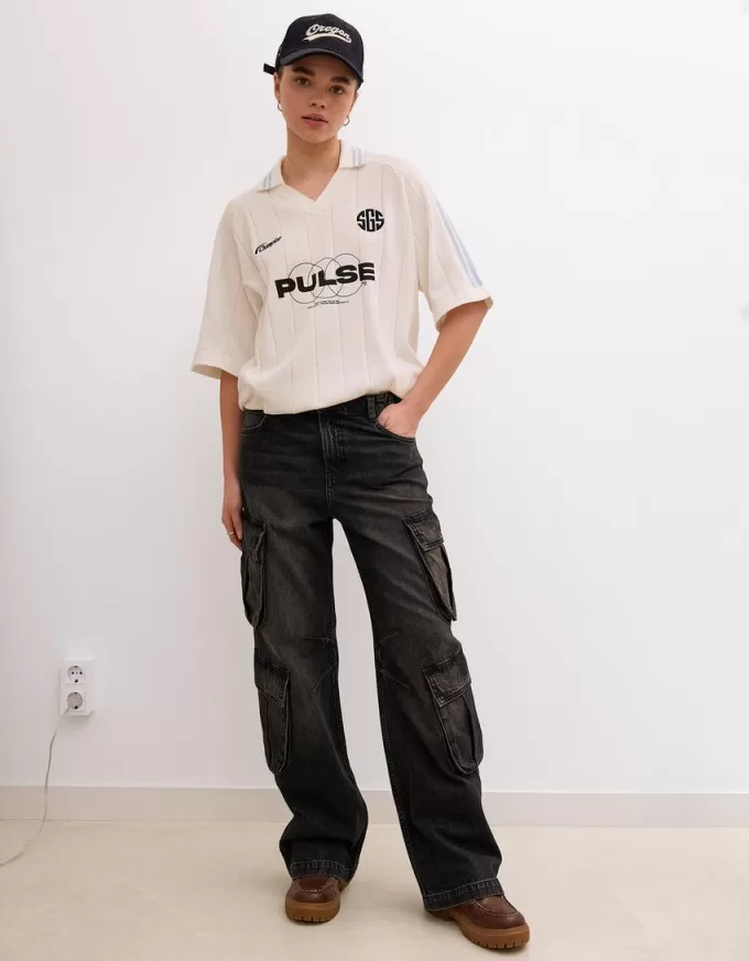 Blugi cargo cu buzunare multiple Blugi cargo cu buzunare multiple