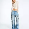 Blugi cargo cu buzunare multiple Blugi cargo cu buzunare multiple