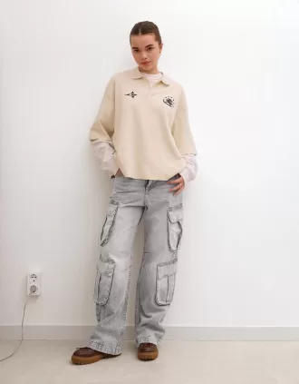 Blugi cargo cu buzunare multiple