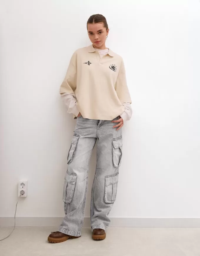 Blugi cargo cu buzunare multiple Blugi cargo cu buzunare multiple