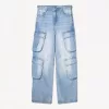 Blugi cargo cu buzunare multiple Blugi cargo cu buzunare multiple