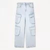 Blugi cargo cu buzunare multiple Blugi cargo cu buzunare multiple
