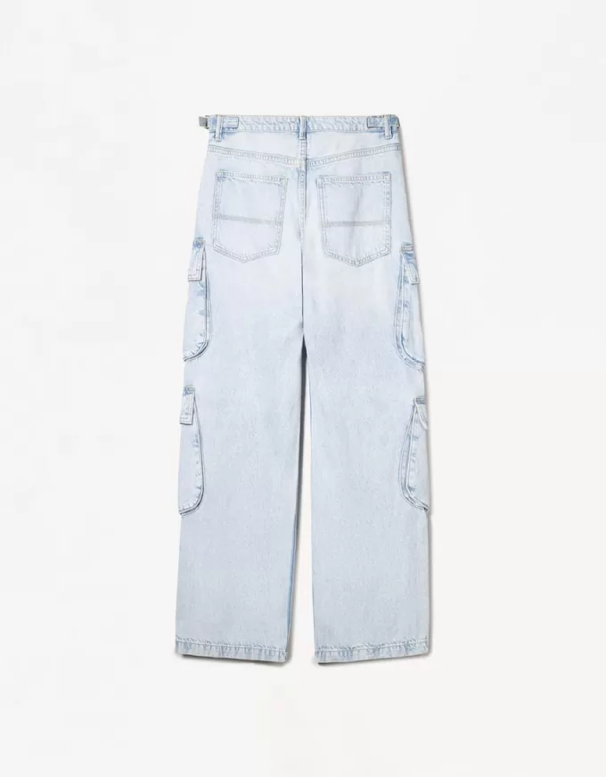 Blugi cargo cu buzunare multiple Blugi cargo cu buzunare multiple