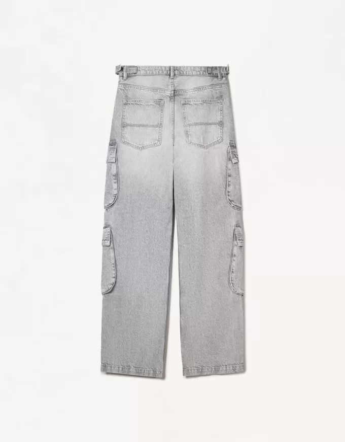 Blugi cargo cu buzunare multiple Blugi cargo cu buzunare multiple