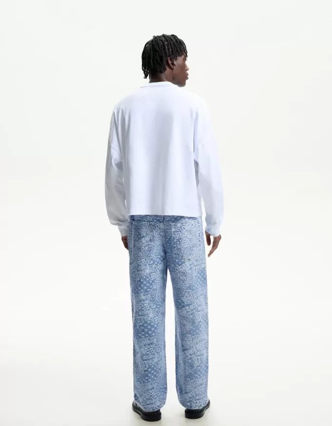 Blugi largi din jacquard Blugi largi din jacquard