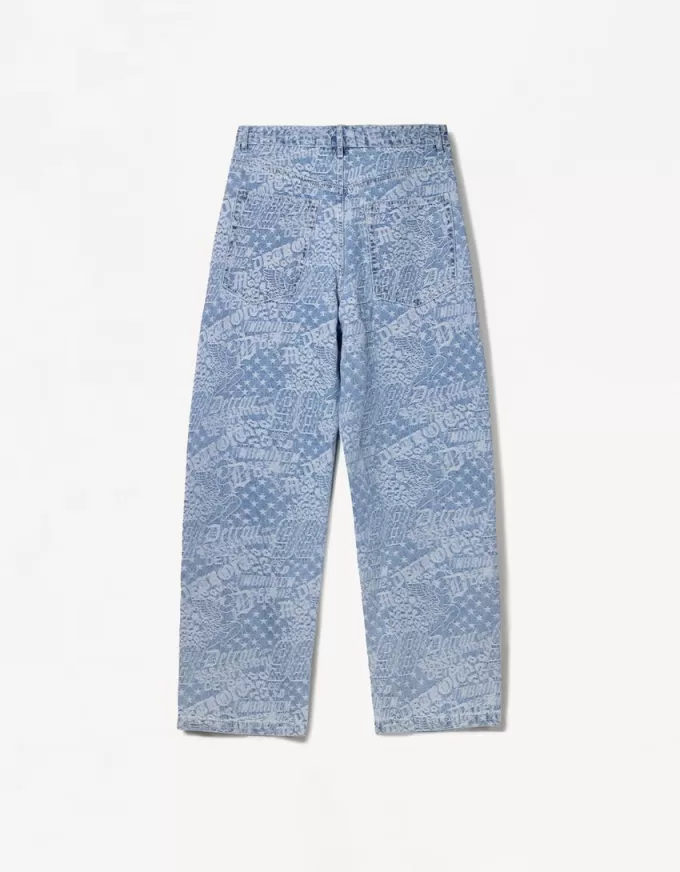 Blugi largi din jacquard Blugi largi din jacquard