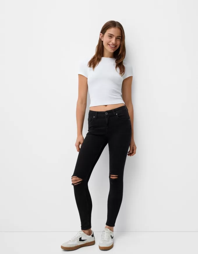 Blugi skinny cu talie joasă Blugi skinny cu talie joasă