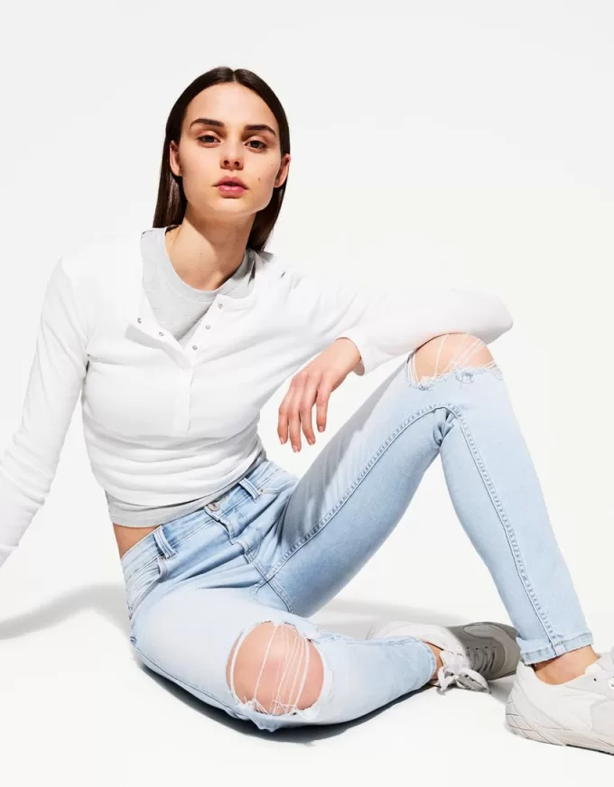 Blugi skinny cu talie joasă Blugi skinny cu talie joasă