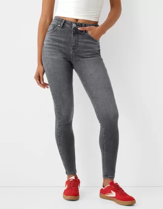 Blugi skinny cu talie super mare