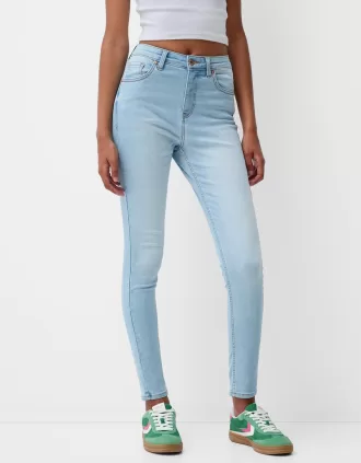 Blugi skinny cu talie super mare