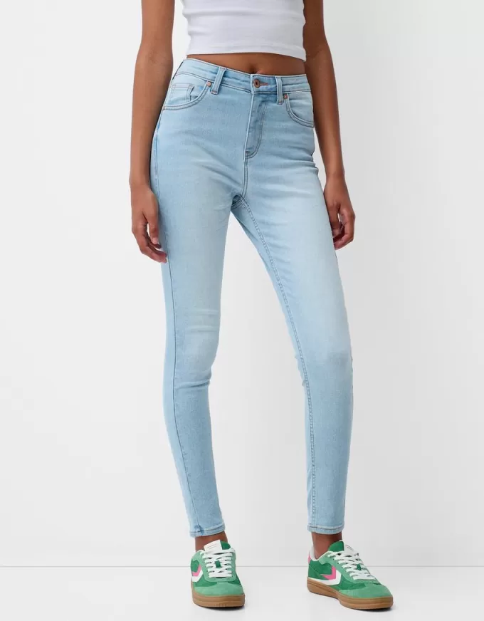 Blugi skinny cu talie super mare Blugi skinny cu talie super mare