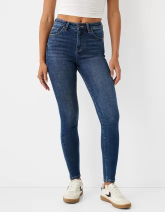 Blugi skinny cu talie super mare