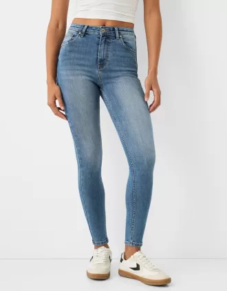Blugi skinny cu talie super mare