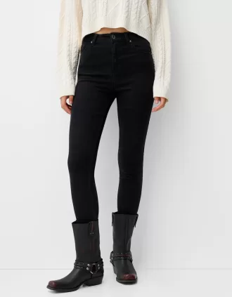 Blugi skinny cu talie super mare