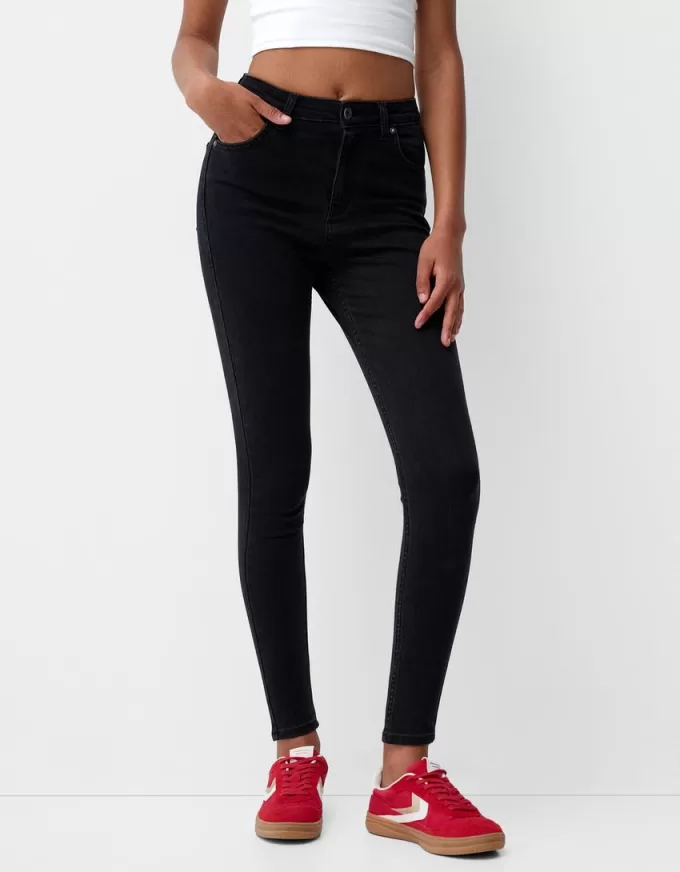 Blugi skinny cu talie super mare Blugi skinny cu talie super mare