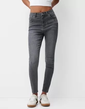 Blugi skinny cu talie super mare