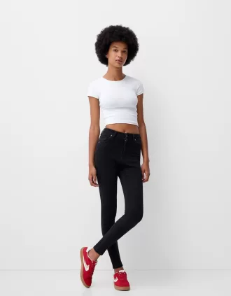 Blugi skinny cu talie super mare