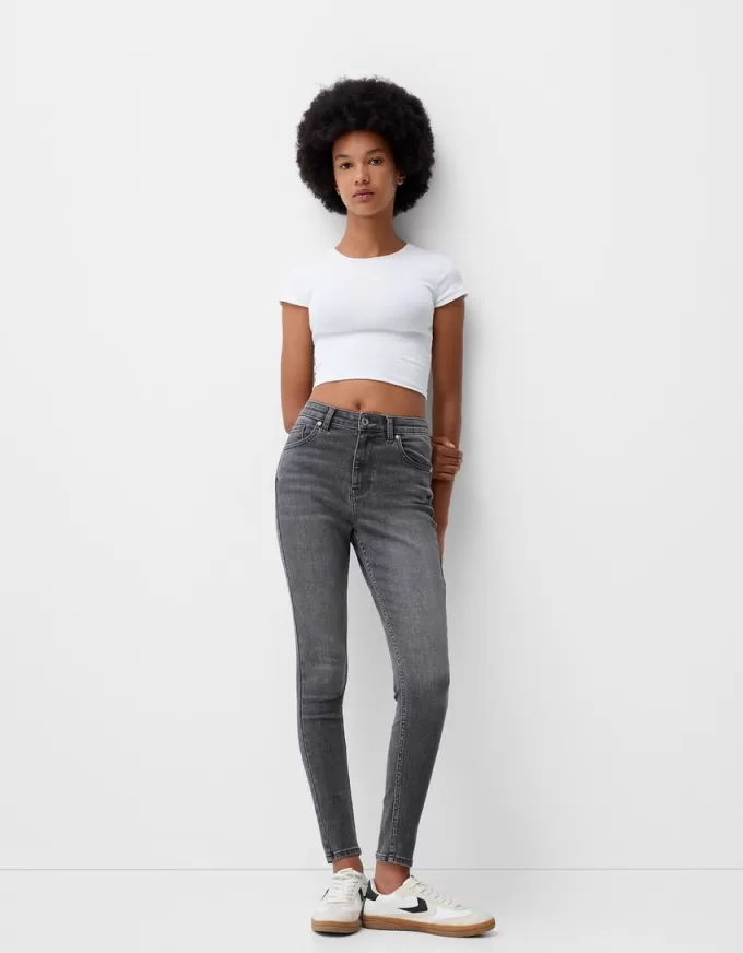 Blugi skinny cu talie super mare Blugi skinny cu talie super mare