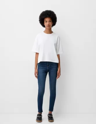 Blugi skinny cu talie super mare