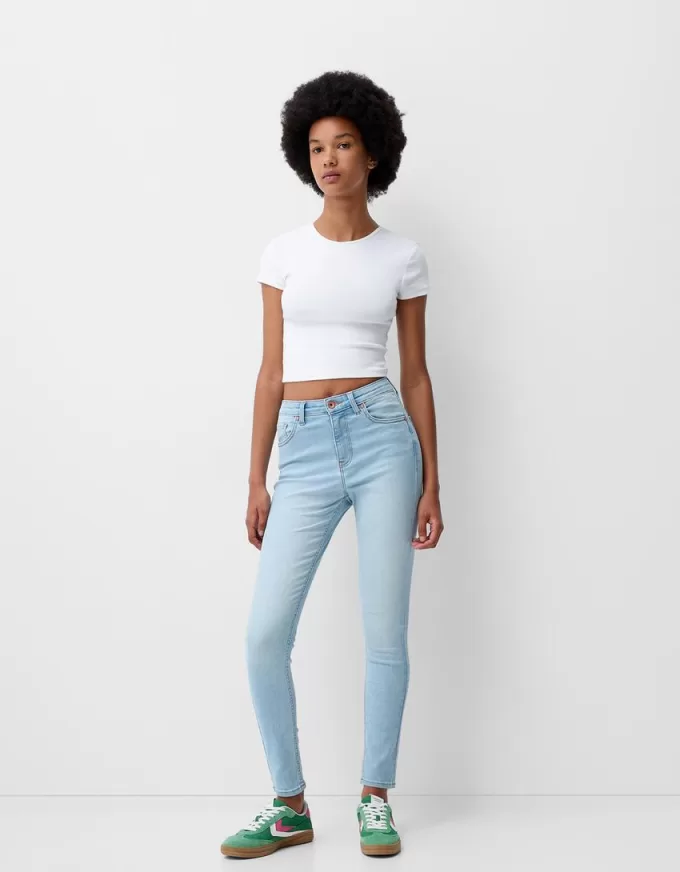 Blugi skinny cu talie super mare Blugi skinny cu talie super mare
