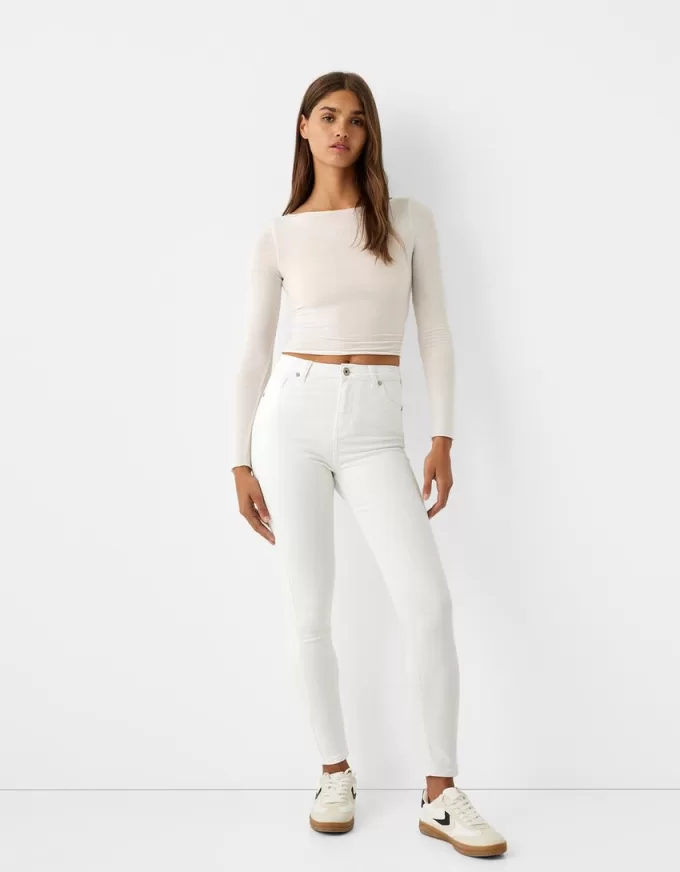Blugi skinny cu talie super mare Blugi skinny cu talie super mare