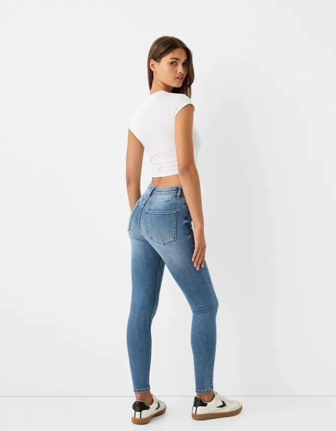 Blugi skinny cu talie super mare Blugi skinny cu talie super mare