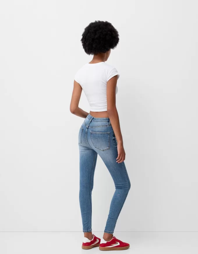 Blugi skinny cu talie super mare Blugi skinny cu talie super mare