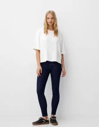 Blugi skinny cu talie super mare