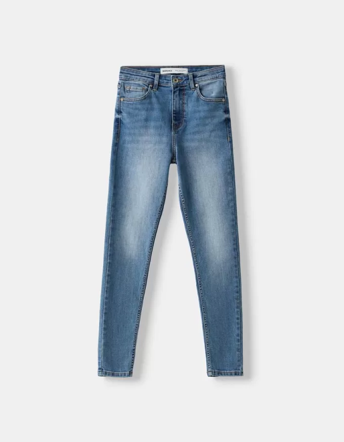 Blugi skinny cu talie super mare Blugi skinny cu talie super mare