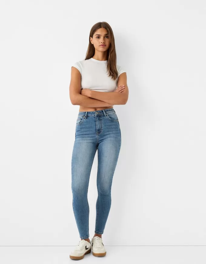 Blugi skinny cu talie super mare Blugi skinny cu talie super mare